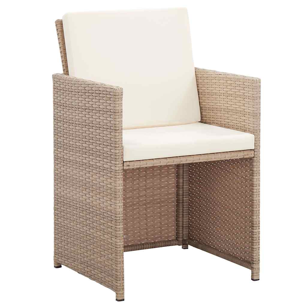 Set da Pranzo da Giardino 17 pz con Cuscini in Polyrattan Beige