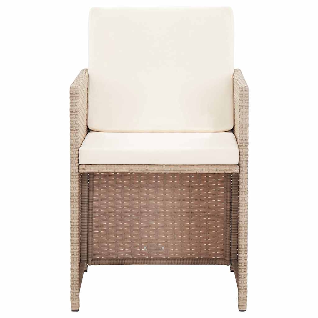 Set da Pranzo da Giardino 17 pz con Cuscini in Polyrattan Beige