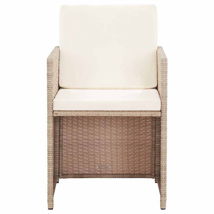 Set da Pranzo da Giardino 17 pz con Cuscini in Polyrattan Beige