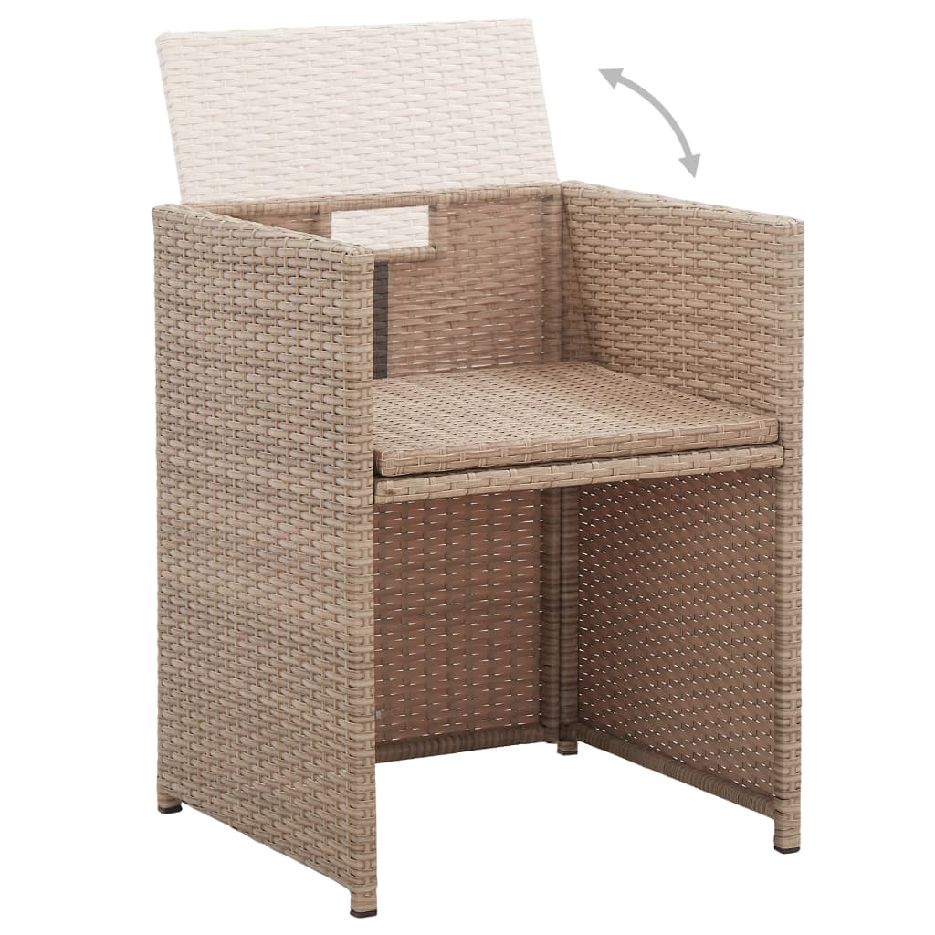 Set da Pranzo da Giardino 17 pz con Cuscini in Polyrattan Beige | homemem39