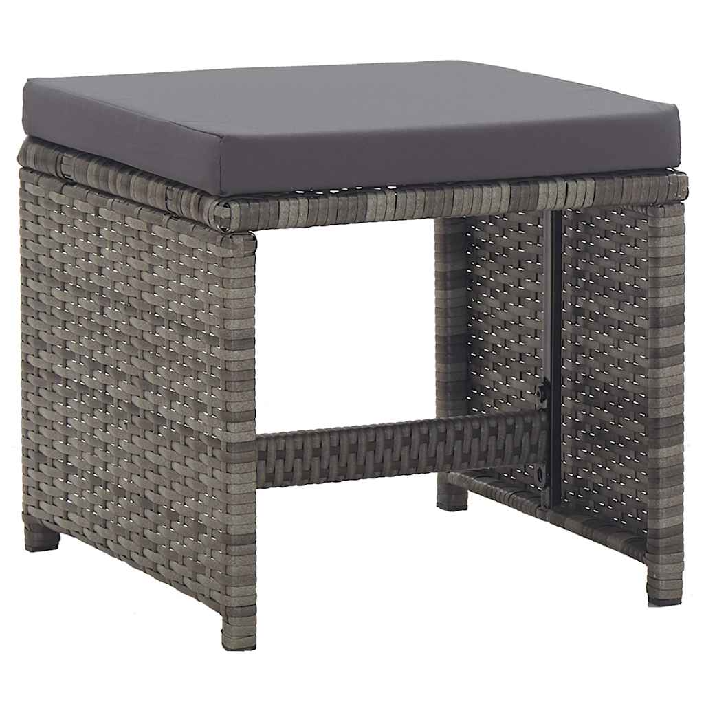 Set da Pranzo per Esterni 17 pz con Cuscini Polyrattan Grigio