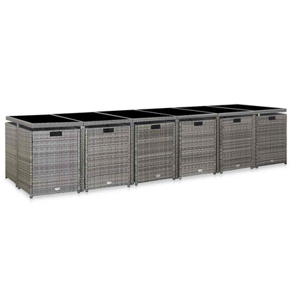 Set da Pranzo per Esterni 17 pz con Cuscini Polyrattan Grigio