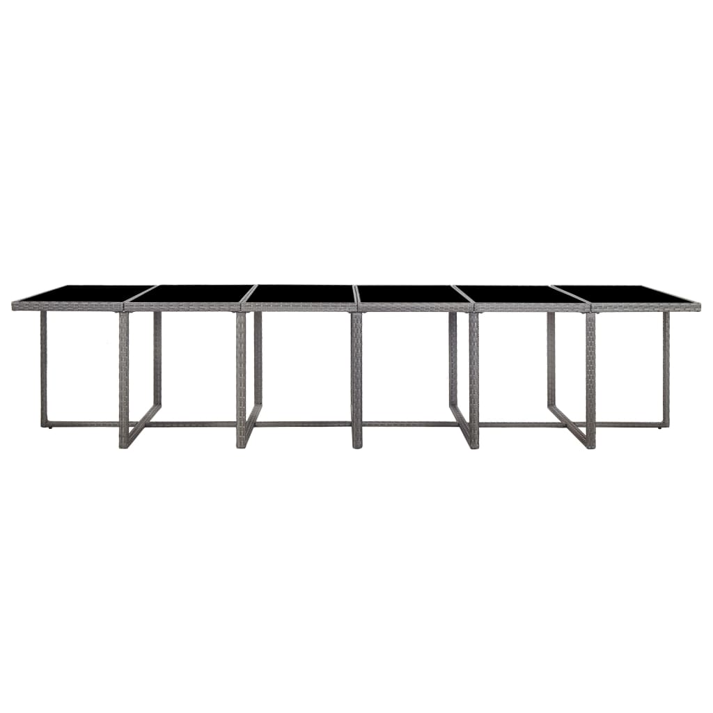 Set da Pranzo per Esterni 17 pz con Cuscini Polyrattan Grigio | homemem39