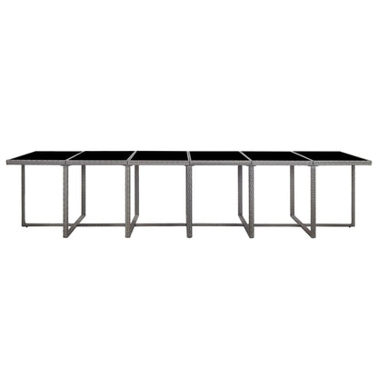 Set da Pranzo per Esterni 17 pz con Cuscini Polyrattan Grigio | homemem39