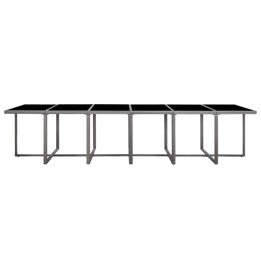 Set da Pranzo per Esterni 17 pz con Cuscini Polyrattan Grigio
