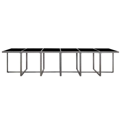 Set da Pranzo per Esterni 17 pz con Cuscini Polyrattan Grigio