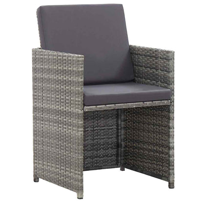Set da Pranzo per Esterni 17 pz con Cuscini Polyrattan Grigio