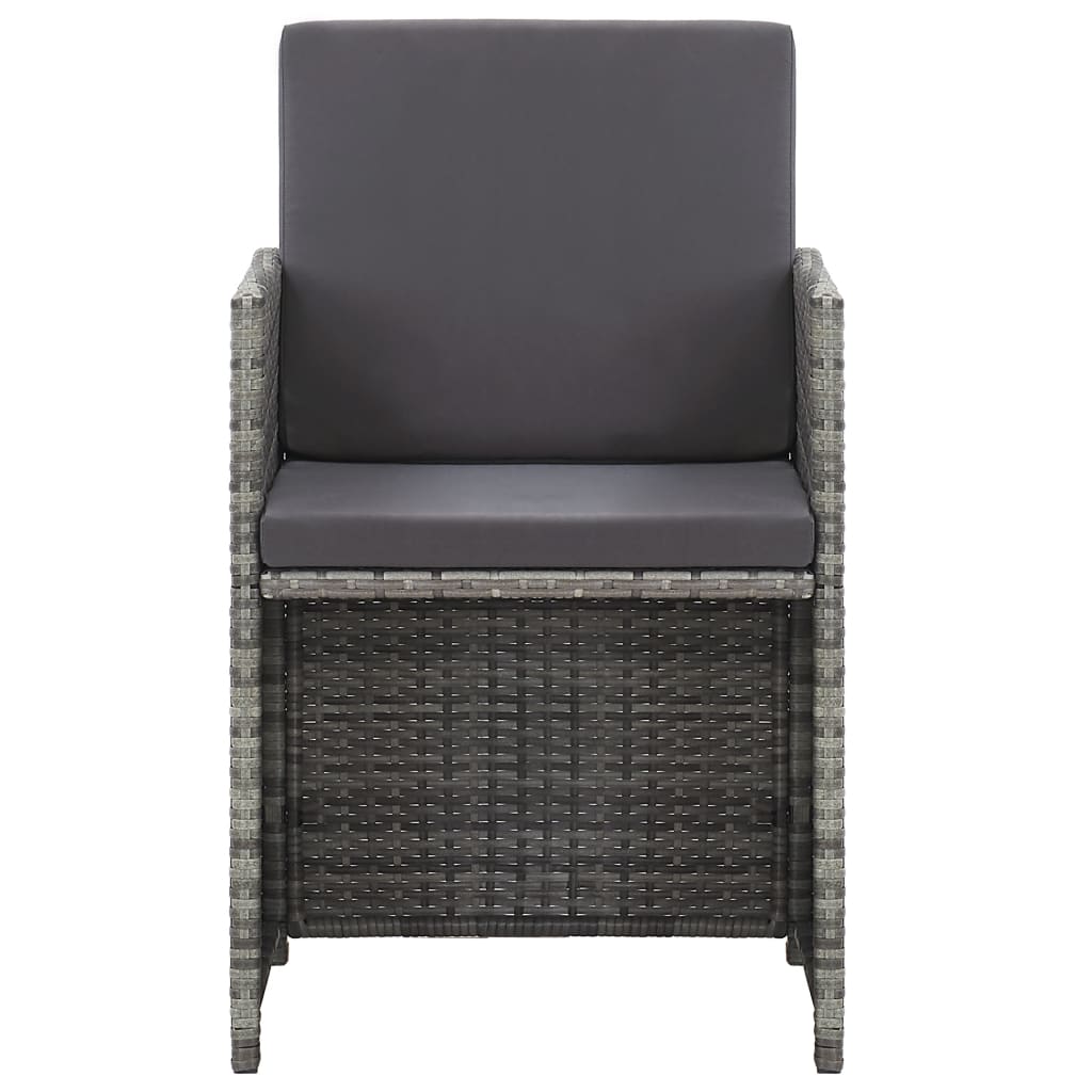 Set da Pranzo per Esterni 17 pz con Cuscini Polyrattan Grigio | homemem39