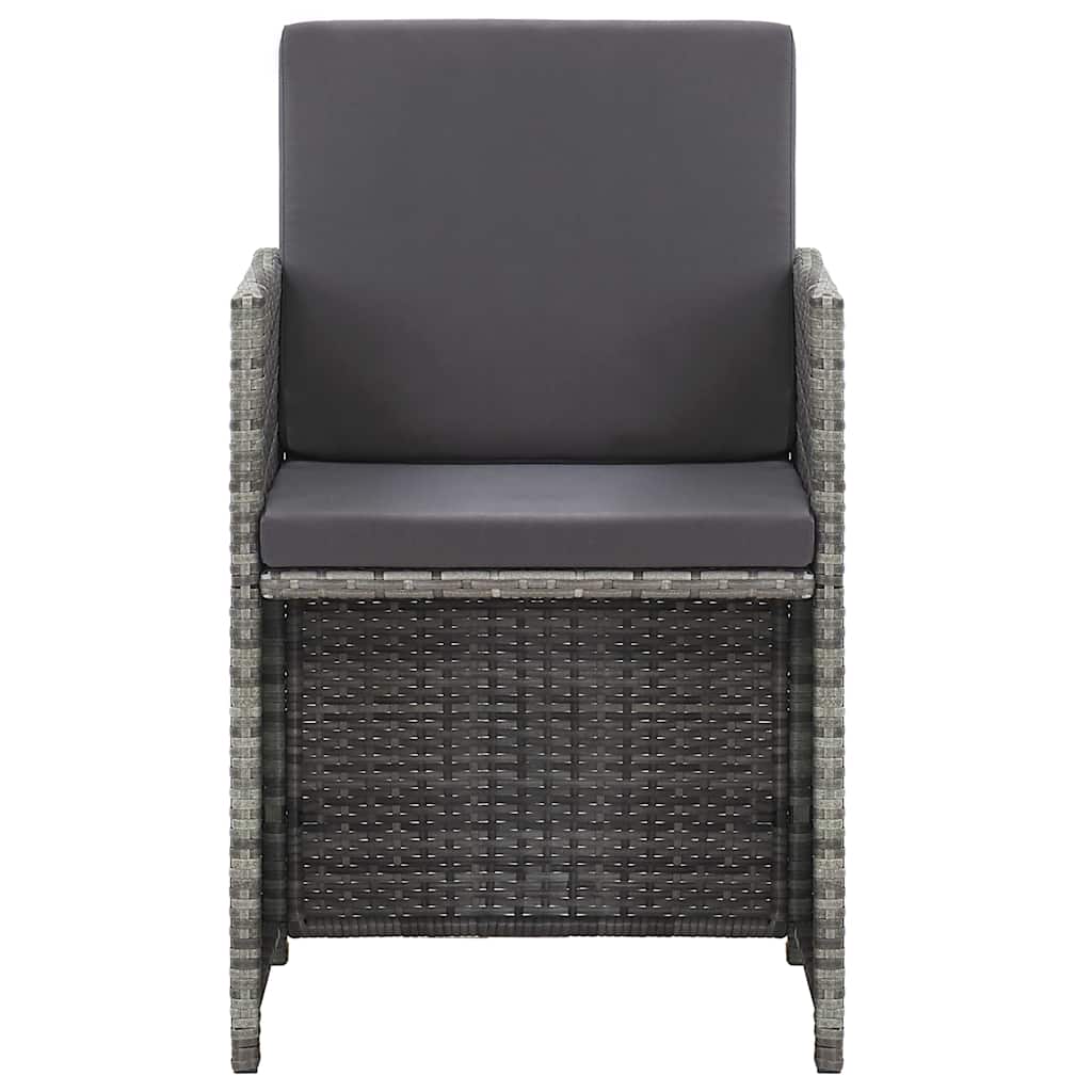 Set da Pranzo per Esterni 17 pz con Cuscini Polyrattan Grigio