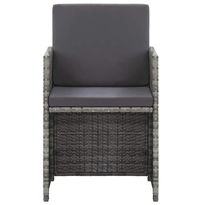 Set da Pranzo per Esterni 17 pz con Cuscini Polyrattan Grigio