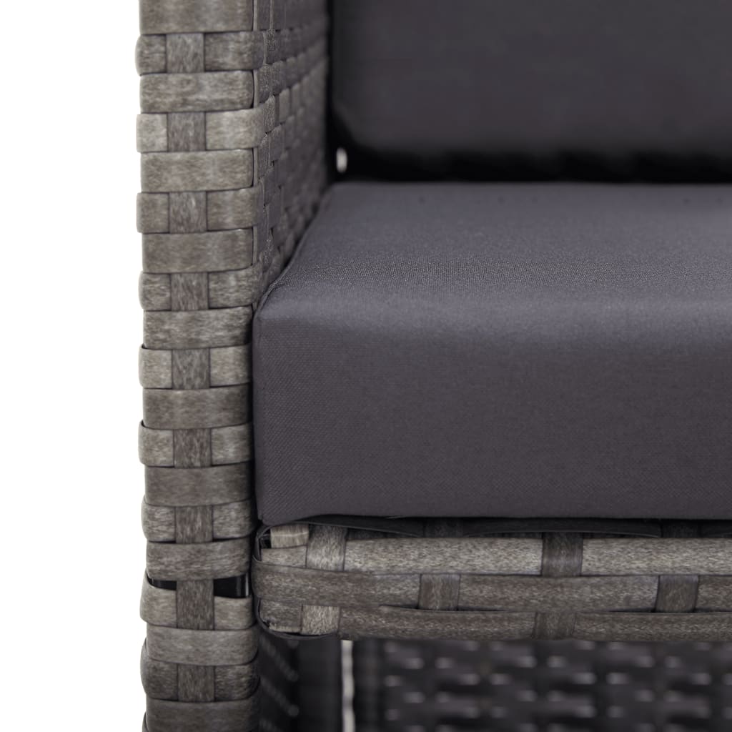 Set da Pranzo per Esterni 17 pz con Cuscini Polyrattan Grigio | homemem39