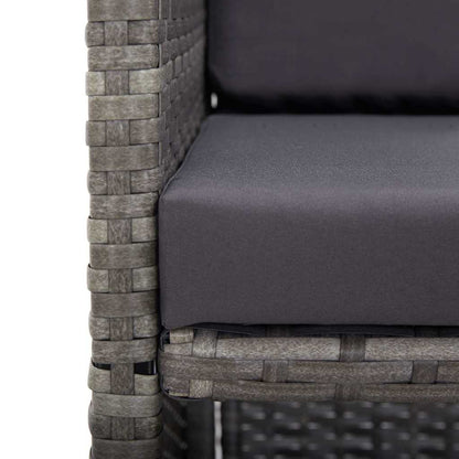 Set da Pranzo per Esterni 17 pz con Cuscini Polyrattan Grigio
