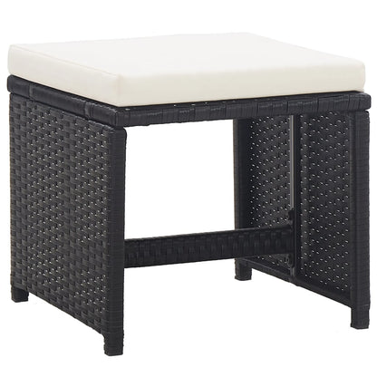 Set da Pranzo da Giardino 17 pz con Cuscini in Polyrattan Nero | homemem39