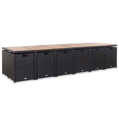 Set da Pranzo da Giardino 17 pz con Cuscini in Polyrattan Nero | homemem39