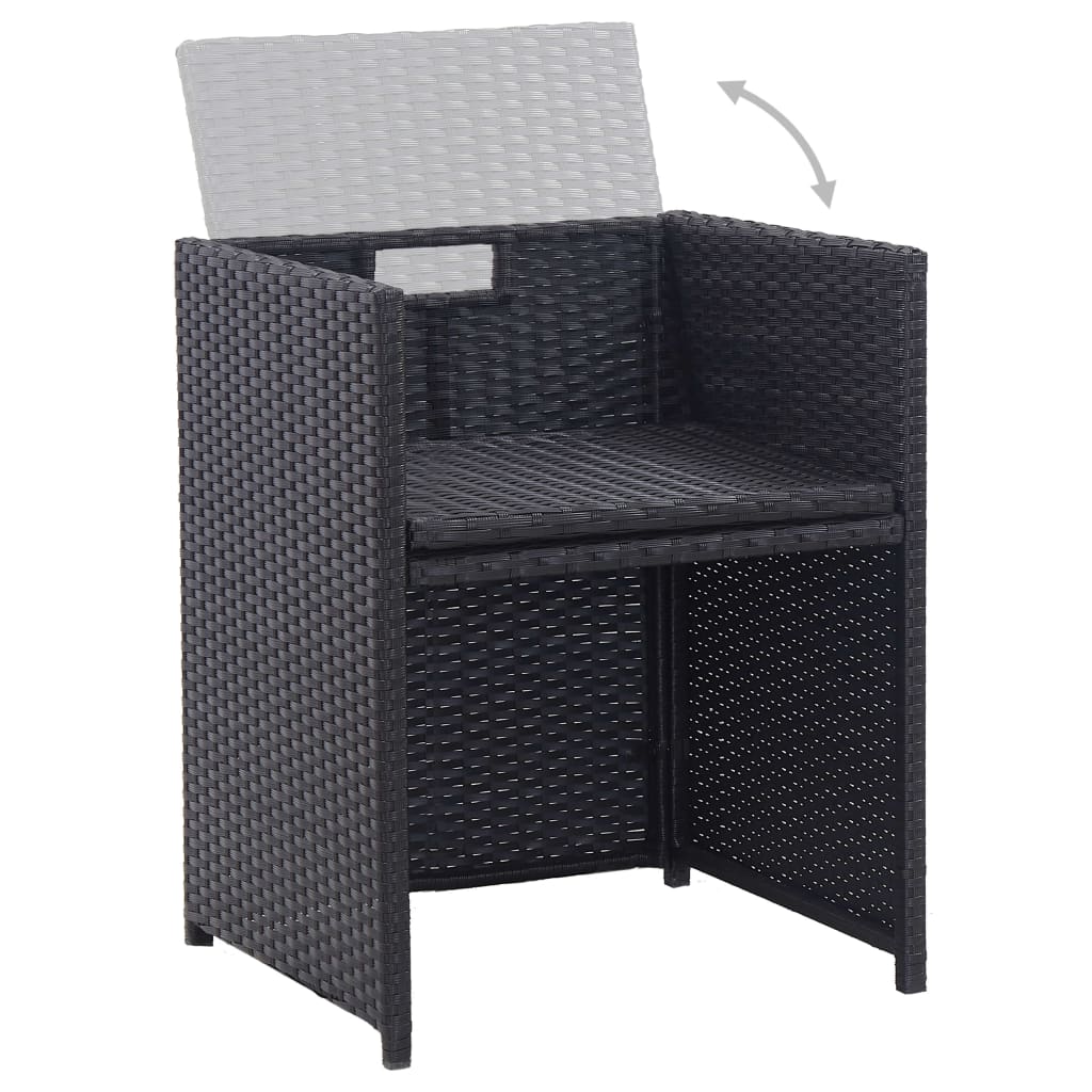 Set da Pranzo da Giardino 17 pz con Cuscini in Polyrattan Nero | homemem39
