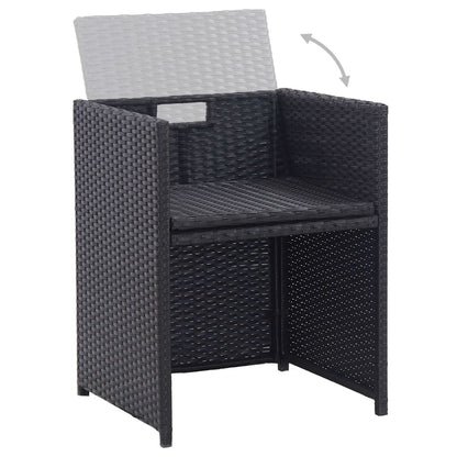 Set da Pranzo da Giardino 17 pz con Cuscini in Polyrattan Nero | homemem39