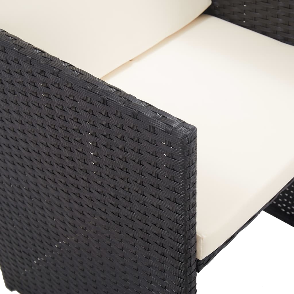 Set da Pranzo da Giardino 17 pz con Cuscini in Polyrattan Nero | homemem39
