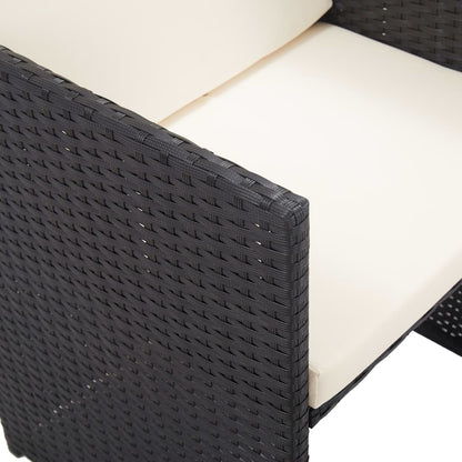 Set da Pranzo da Giardino 17 pz con Cuscini in Polyrattan Nero | homemem39