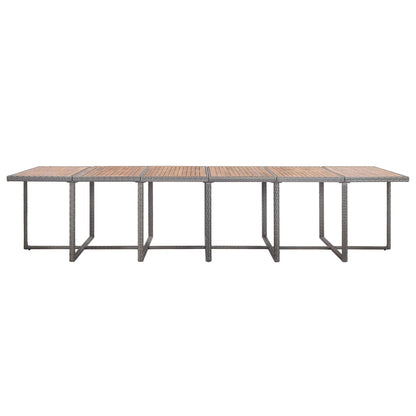 Set da Pranzo per Esterni 17 pz con Cuscini Polyrattan Grigio - homemem39