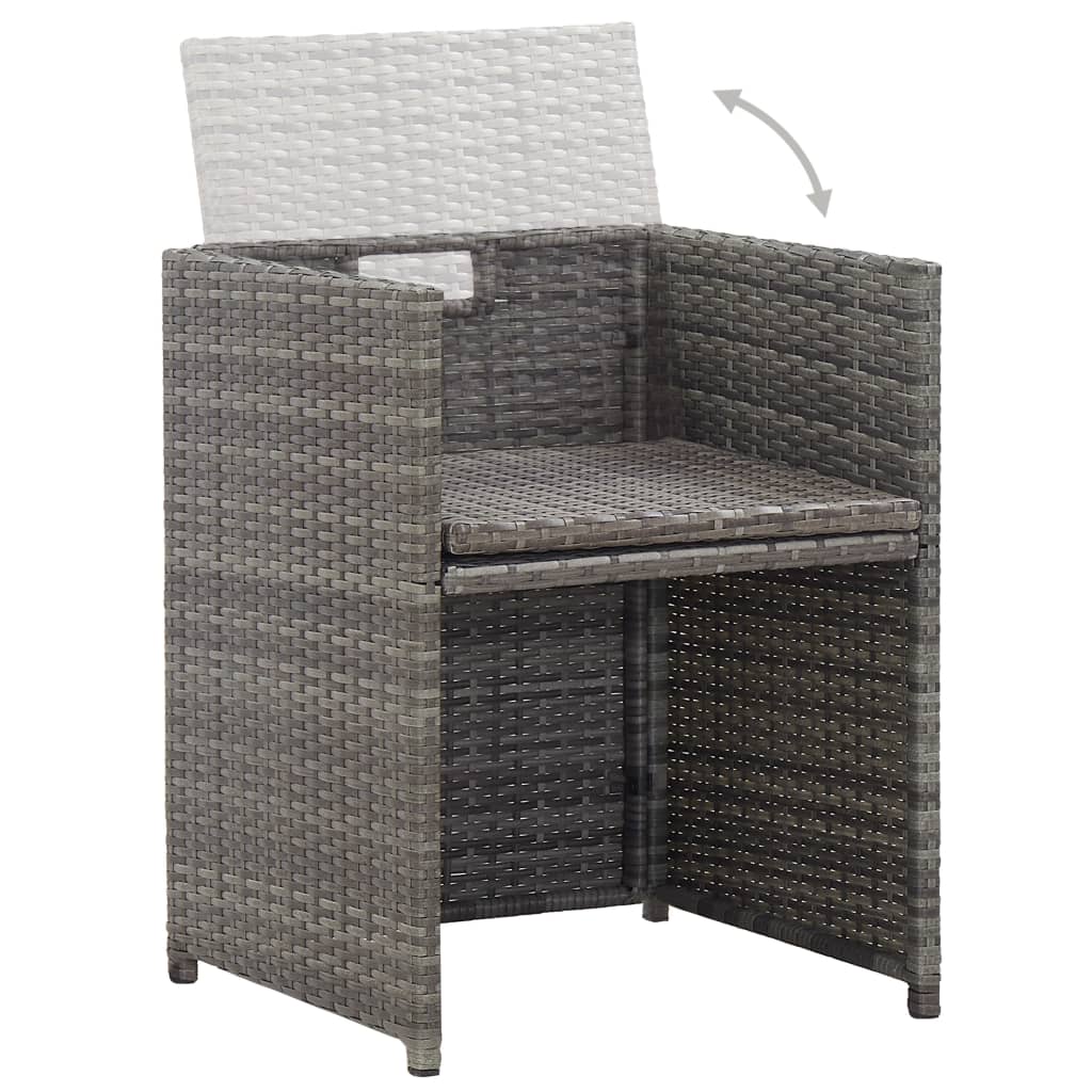Set da Pranzo per Esterni 17 pz con Cuscini Polyrattan Grigio - homemem39