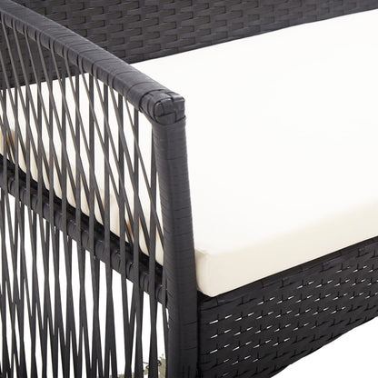 Set Divani da Giardino 4 pz con Cuscini in Polyrattan Nero | homemem39