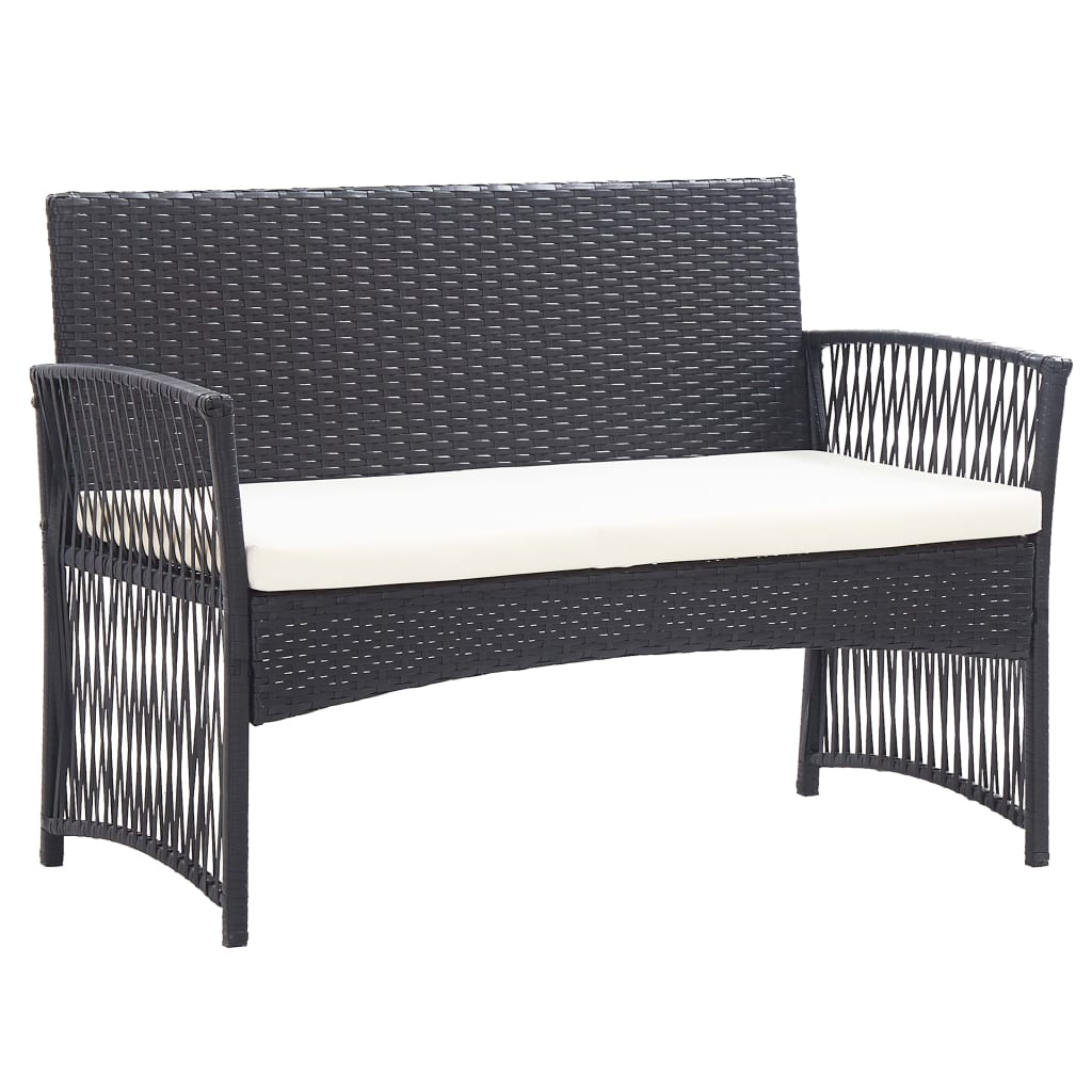 Set Divani da Giardino 4 pz con Cuscini in Polyrattan Nero | homemem39