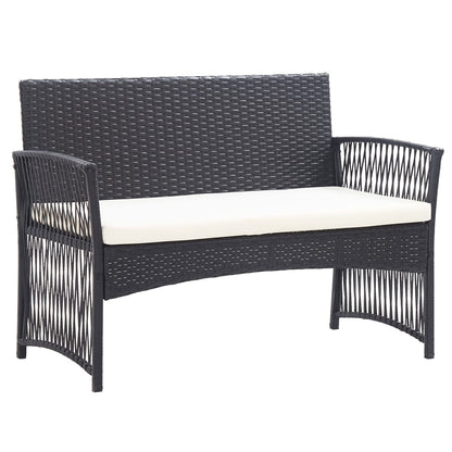 Set Divani da Giardino 4 pz con Cuscini in Polyrattan Nero | homemem39
