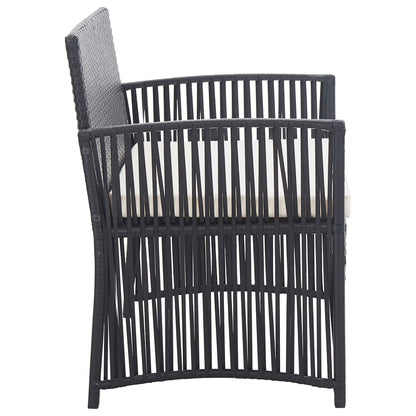 Set Divani da Giardino 4 pz con Cuscini in Polyrattan Nero | homemem39