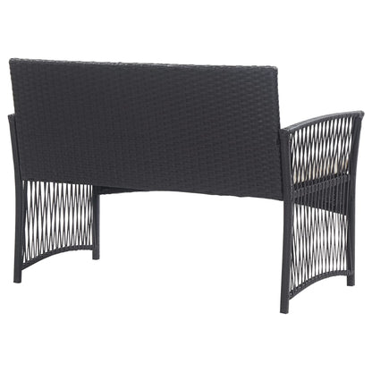 Set Divani da Giardino 4 pz con Cuscini in Polyrattan Nero | homemem39
