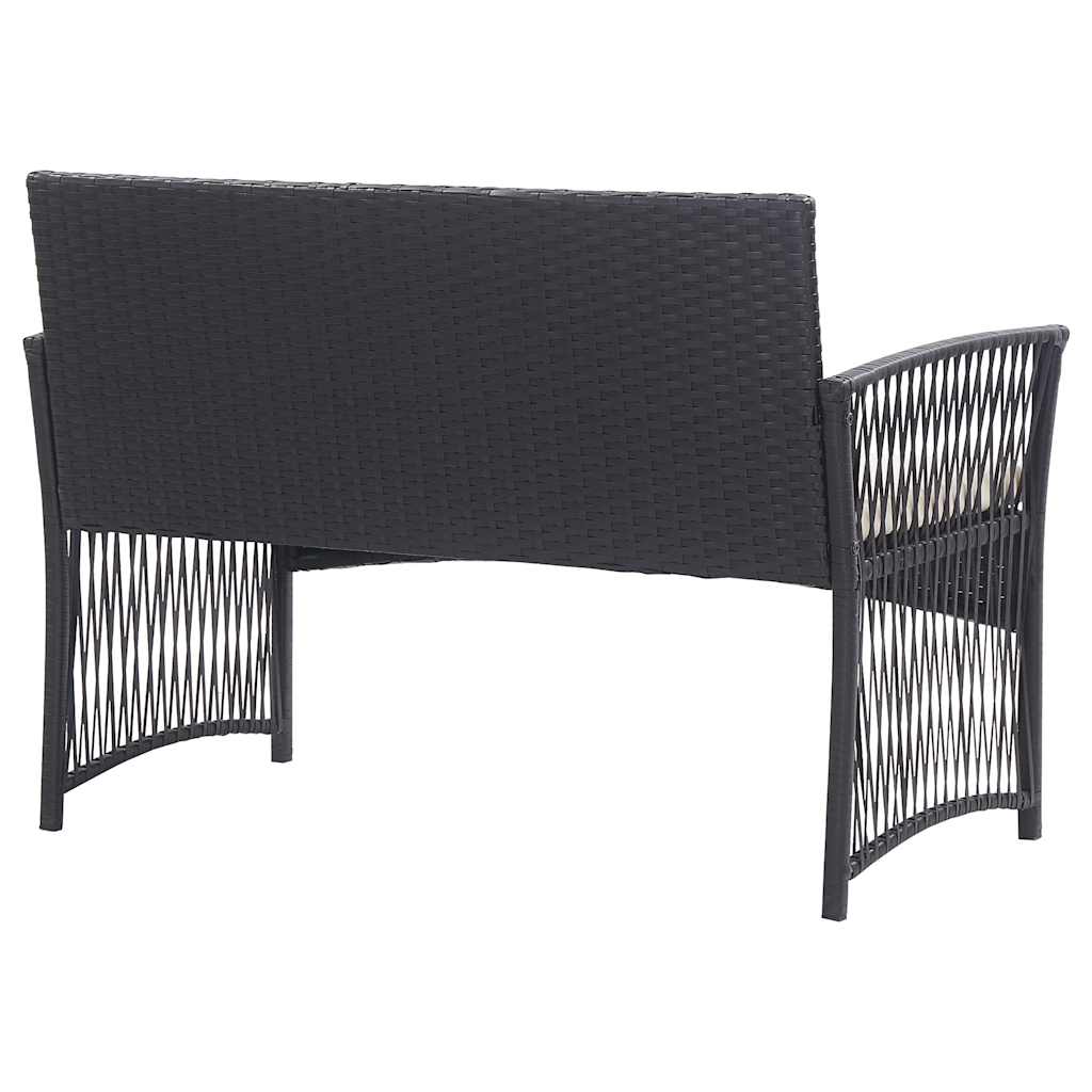 Set Divani da Giardino 4 pz con Cuscini in Polyrattan Nero