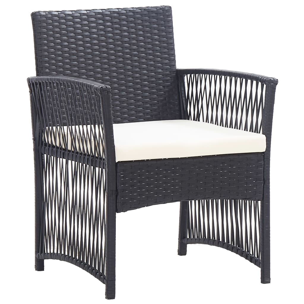 Set Divani da Giardino 4 pz con Cuscini in Polyrattan Nero | homemem39