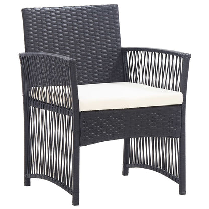 Set Divani da Giardino 4 pz con Cuscini in Polyrattan Nero | homemem39