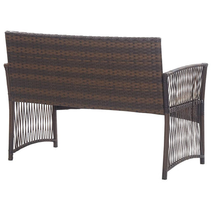 Set Divani da Giardino 4 pz con Cuscino in Polyrattan Marrone | homemem39