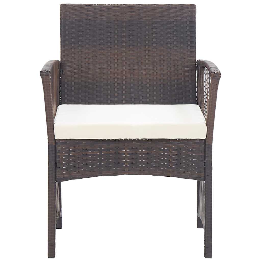 Set Divani da Giardino 4 pz con Cuscino in Polyrattan Marrone