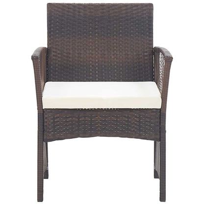 Set Divani da Giardino 4 pz con Cuscino in Polyrattan Marrone
