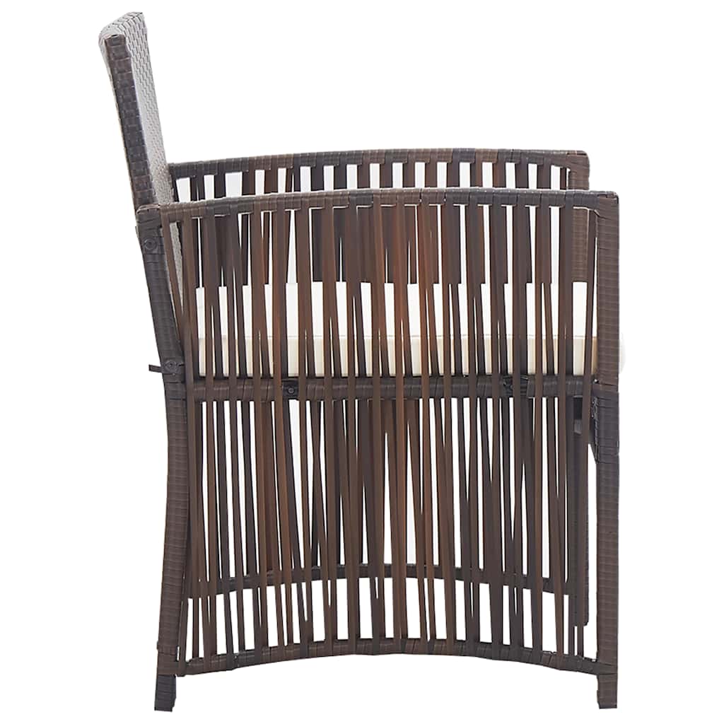 Set Divani da Giardino 4 pz con Cuscino in Polyrattan Marrone