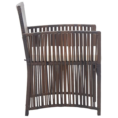 Set Divani da Giardino 4 pz con Cuscino in Polyrattan Marrone