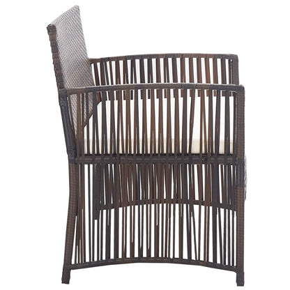 Set Divani da Giardino 4 pz con Cuscino in Polyrattan Marrone | homemem39