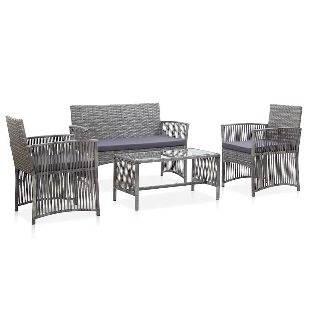 Set Divani da Giardino 4 pz con Cuscini in Polyrattan