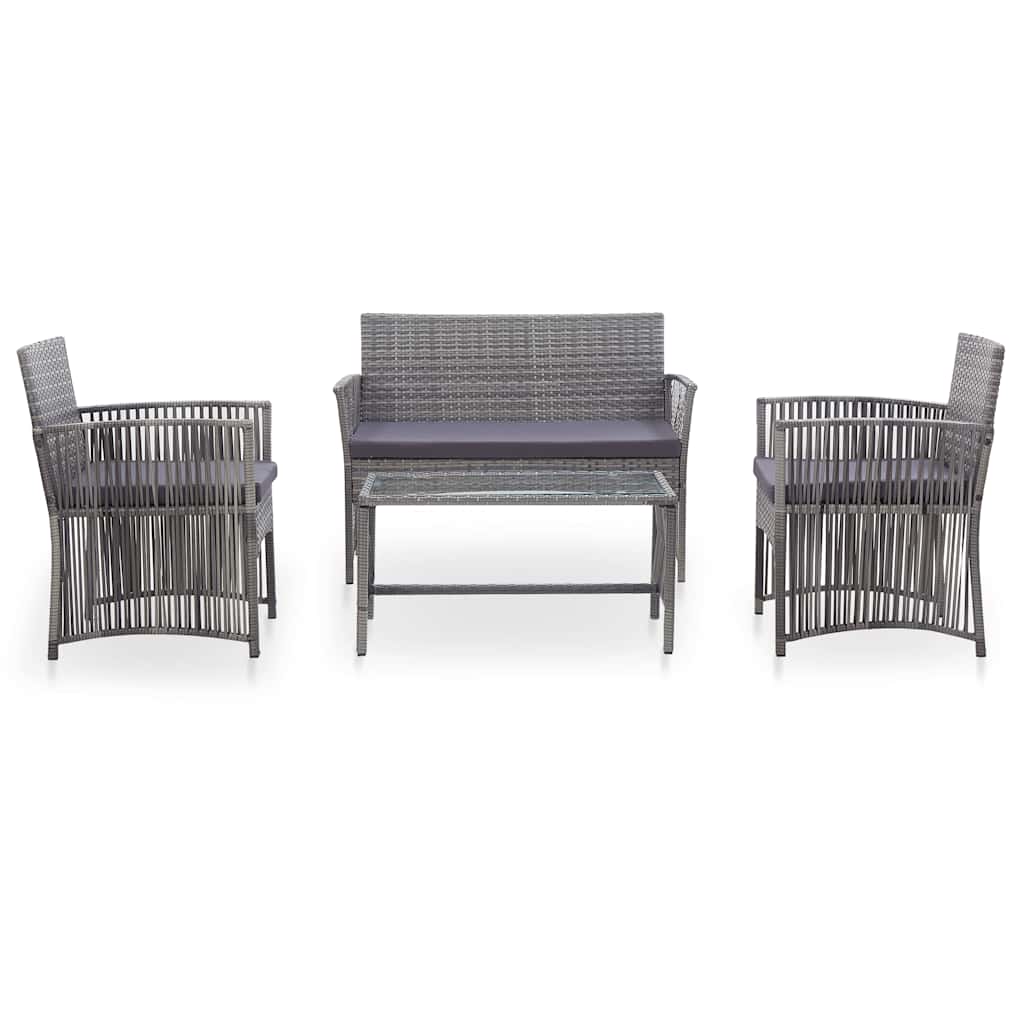 Set Divani da Giardino 4 pz con Cuscini in Polyrattan