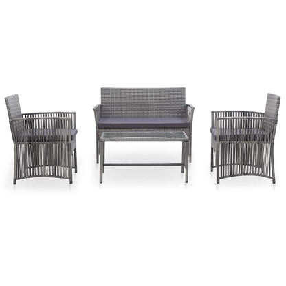 Set Divani da Giardino 4 pz con Cuscini in Polyrattan