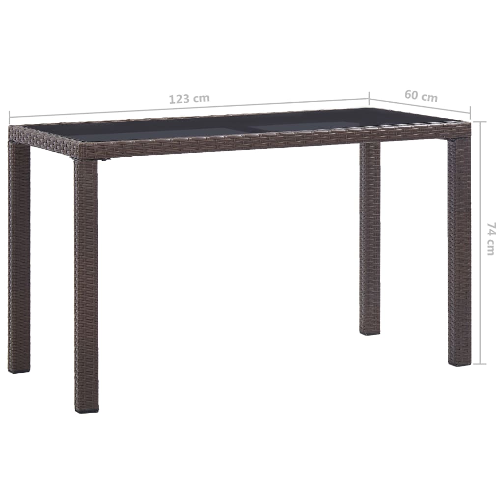 Tavolo da Giardino Marrone 123x60x74 cm in Polyrattan | homemem39