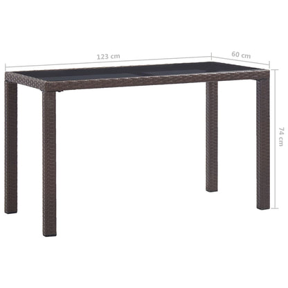 Tavolo da Giardino Marrone 123x60x74 cm in Polyrattan | homemem39