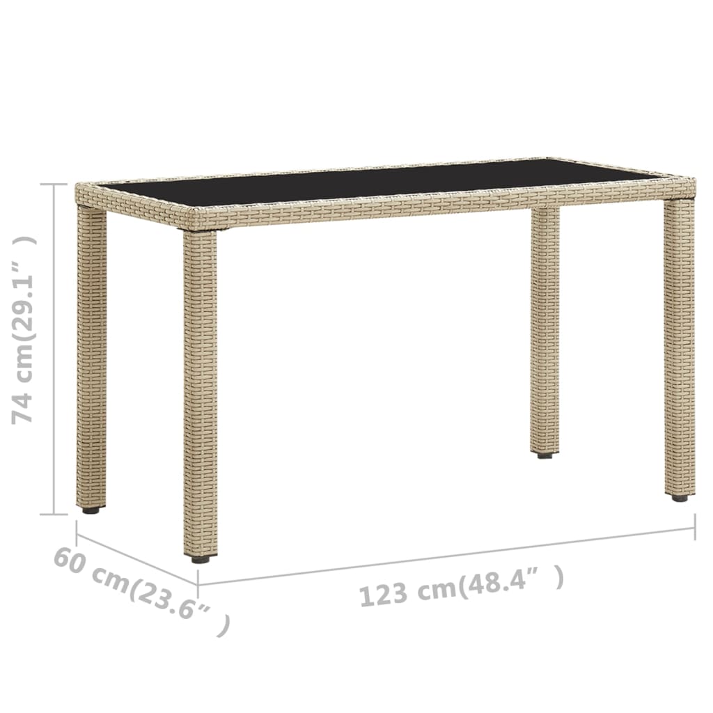 Tavolo da Giardino Beige 123x60x74 cm in Polyrattan | homemem39