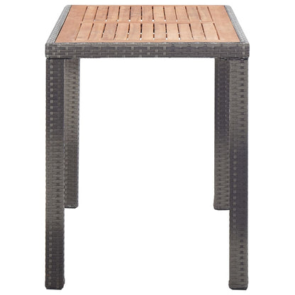 Tavolo Giardino Antracite e Marrone 123x60x74cm Acacia Massello