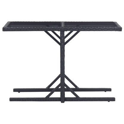 Tavolo da Giardino Nero 110x53x72 cm in Vetro e Polyrattan | homemem39