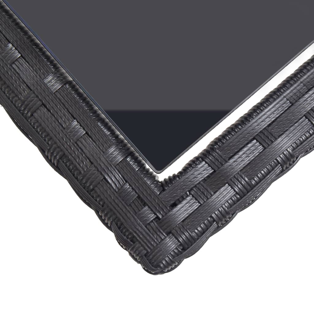 Tavolo da Giardino Nero 110x53x72 cm in Vetro e Polyrattan - homemem39