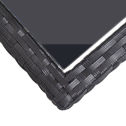 Tavolo da Giardino Nero 110x53x72 cm in Vetro e Polyrattan - homemem39