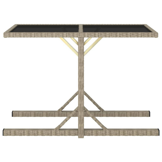 Tavolo da Giardino Beige 110x53x72 cm in Vetro e Polyrattan - homemem39