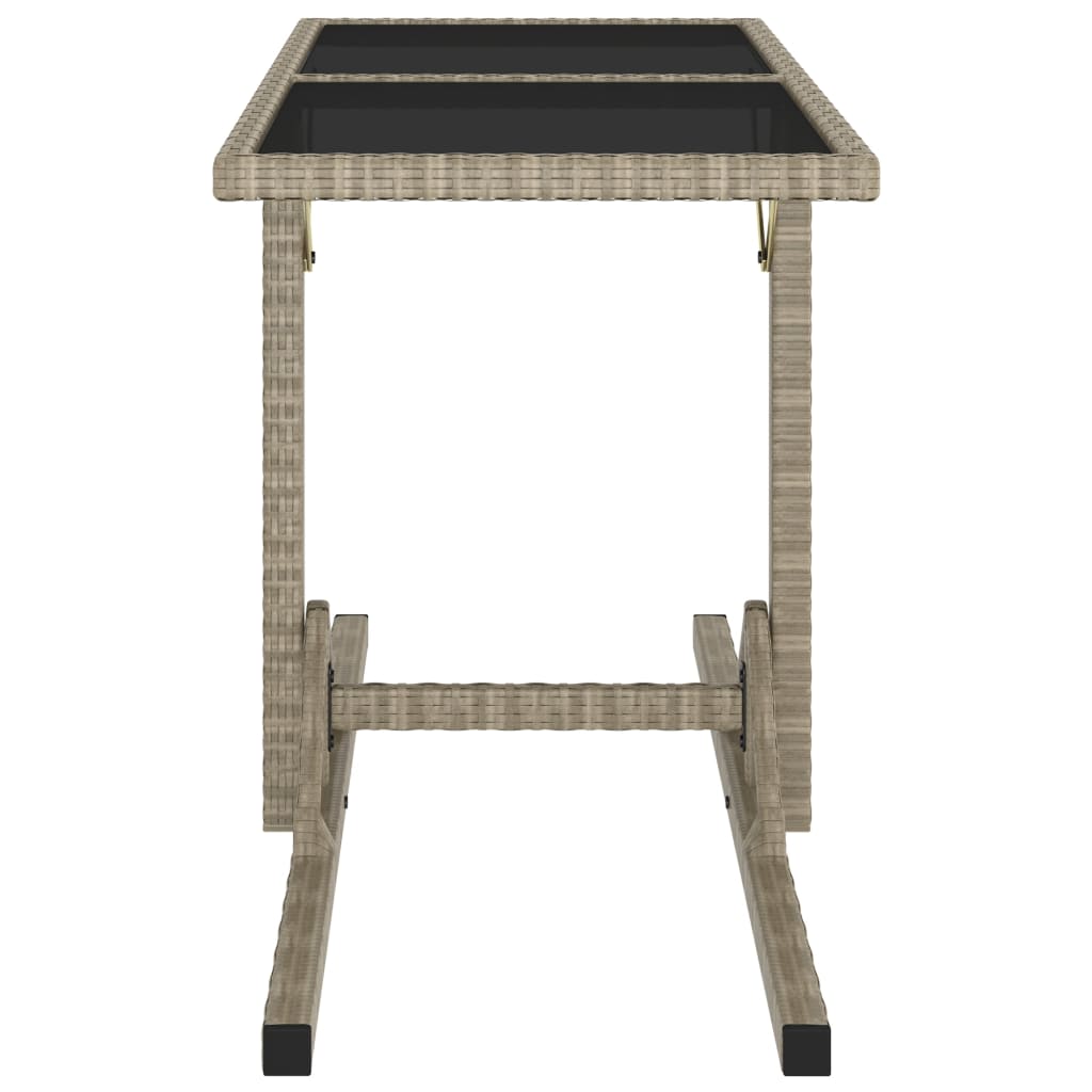 Tavolo da Giardino Beige 110x53x72 cm in Vetro e Polyrattan | homemem39